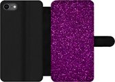 Bookcase Geschikt voor iPhone SE 2020 telefoonhoesje - Paars - Roze - Patronen - Abstract - Met vakjes - Wallet case met magneetsluiting