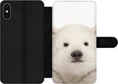Bookcase Geschikt voor iPhone XS telefoonhoesje - IJsbeer - Dieren - Wit - Kinderen - Jongens - Meisjes - Met vakjes - Wallet case met magneetsluiting