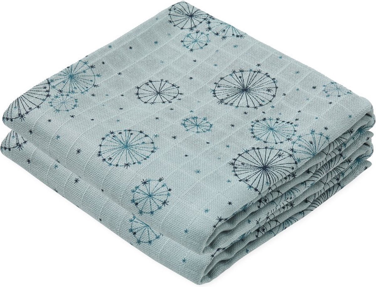 Cam Cam organic hydrofiele doeken 70x70cm Set 2 stuks | Dandelion Petrol