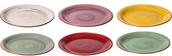 Assiette plate (6 pièces) | Ø26,5 cm | Coloré | Poterie