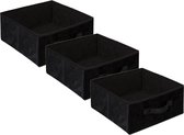 Set de 3x panier de rangement / panier d'armoire 14 litres polyester noir 31 x 31 x 15 cm - Boîtes de Boîtes de rangement - Paniers compartiments