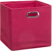 Opbergmand/kastmand 29 liter framboos roze linnen 31 x 31 x 31 cm - Opbergboxen - Vakkenkast manden