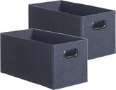 Set van 2x stuks opbergmand/kastmand 7 liter donkergrijs linnen 31 x 15 x 15 cm - Opbergboxen - Vakkenkast manden