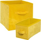 Set van 2x stuks opbergmanden/kastmanden 7 en 29 liter geel van polyester 31 cm - Opbergboxen - Vakkenkast manden