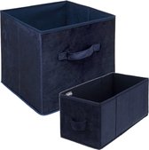 Set van 2x stuks opbergmanden/kastmanden 7 en 29 liter donkerblauw van polyester 31 cm - Opbergboxen - Vakkenkast manden
