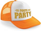 Foute Party gouden letters snapback cap/ truckers pet oranje voor dames en heren - verkleed petten