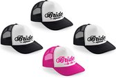 Vrijgezellenfeest dames petjes sierlijk - 1x Bride to Be roze + 7x Bride Squad zwart - Vrijgezellen vrouw accessoires/ artikelen