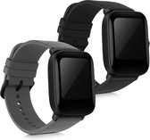 kwmobile 2x armband voor Huami Amazfit Bip U / Bip U pro - Bandjes voor fitnesstracker in zwart / grijs