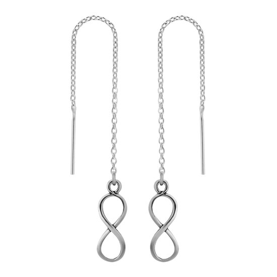 Zilveren oorbellen | Chain oorbellen | Zilveren chain oorbellen met infinityteken of lemniscaat