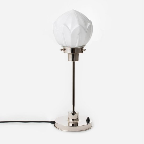 Art Deco Trade - Slanke Tafellamp Lotus 20's Nikkel
