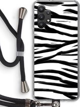 Case Company® - Samsung Galaxy A32 5G hoesje met Koord - Zebra pattern - Telefoonhoesje met Zwart Koord - Bescherming aan alle Kanten en Over de Schermrand