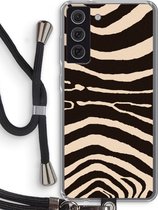 Case Company® - Samsung Galaxy S21 FE hoesje met Koord - Arizona Zebra - Telefoonhoesje met Zwart Koord - Bescherming aan alle Kanten en Over de Schermrand