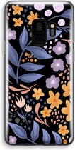 Case Company® - Samsung Galaxy S9 hoesje - Flowers with blue leaves - Soft Cover Telefoonhoesje - Bescherming aan alle Kanten en Schermrand