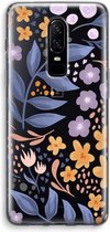 Case Company® - OnePlus 6 hoesje - Flowers with blue leaves - Soft Case / Cover - Bescherming aan alle Kanten - Zijkanten Transparant - Bescherming Over de Schermrand - Back Cover