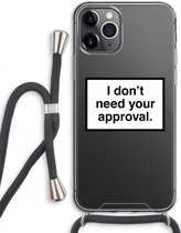 Case Company® - iPhone 11 Pro Max hoesje met Koord - Don't need approval - Telefoonhoesje met Zwart Koord - Extra Bescherming aan alle Kanten en Over de Schermrand