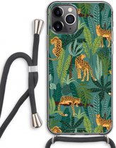 Case Company® - iPhone 11 Pro Max hoesje met Koord - Luipaard 2 - Telefoonhoesje met Zwart Koord - Extra Bescherming aan alle Kanten en Over de Schermrand