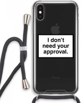 Case Company® - iPhone XS Max hoesje met Koord - Don't need approval - Telefoonhoesje met Zwart Koord - Extra Bescherming aan alle Kanten en Over de Schermrand