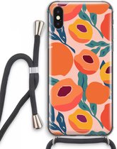 Case Company® - iPhone XS Max hoesje met Koord - Perzik - Telefoonhoesje met Zwart Koord - Extra Bescherming aan alle Kanten en Over de Schermrand