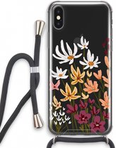 Case Company® - iPhone XS hoesje met Koord - Painted wildflowers - Telefoonhoesje met Zwart Koord - Extra Bescherming aan alle Kanten en Over de Schermrand