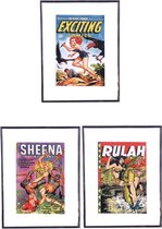 Jungle Girls (Vintageposters – 3 stuks) (Stripboek, Comic Art, Posters, Kunst, Wall Art Vintage)