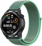 Nylon Smartwatch bandje - Geschikt voor Strap-it Huawei Watch GT Runner nylon band - mint - GT Runner - 22mm - Strap-it Horlogeband / Polsband / Armband
