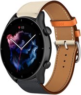 Leer Smartwatch bandje - Geschikt voor  Amazfit GTR 3 - Pro leren band - wit/donkerblauw - GTR 3 & GTR 3 Pro - Strap-it Horlogeband / Polsband / Armband