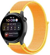 Nylon Smartwatch bandje - Geschikt voor  Huawei Watch 3 - Pro nylon band - lichtgeel - Strap-it Horlogeband / Polsband / Armband