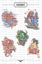 Japanese Tattoo Stickers - 2x A5 stickervellen - Yakuza - Bullet Journal Stickers - Planner Agenda Stickers - Scrapbook stickers - Laptop stickers - Telefoon stickers - Bujo stickers - Sticke