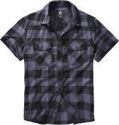 Brandit - Checkshirt Halfsleeve Overhemd - 4XL - Zwart/Grijs