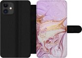 Bookcase Geschikt voor iPhone 12 Pro Max telefoonhoesje - Marmer print - Verf - Abstract - Met vakjes - Wallet case met magneetsluiting