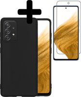 Hoesje Geschikt voor Samsung A53 Hoesje Siliconen Case Met Screenprotector - Hoes Geschikt voor Samsung Galaxy A53 Hoes Siliconen - Zwart