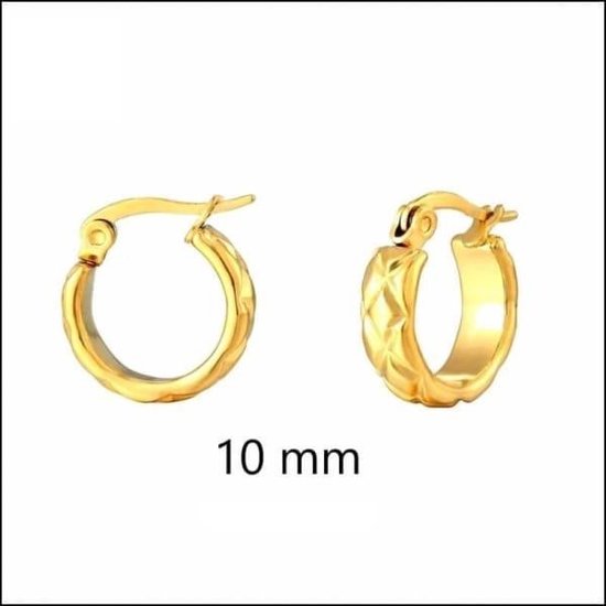 Aramat jewels ® - Bewerkte oorringetjes parijs goudkleurig 10mm chirurgisch staal