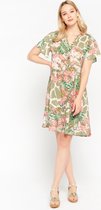 LOLALIZA A-lijn jurk met bloemenprint - Khaki - Maat 36