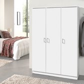 Armoire de rangement Ray 120cm à 3 portes et 4 tablettes - blanc - Rousseau - Armoires avec étagères - Blanc - Panneaux de particules - Armoires avec étagères