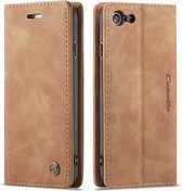 CaseMe - Telefoonhoesje geschikt voor iPhone SE 2022 - Wallet Book Case - Magneetsluiting - Bruin