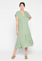 LOLALIZA Maxi-jurk met V-hals - Khaki - Maat XS