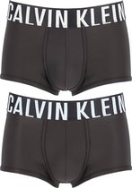 Calvin Klein INTENSE POWER Micro low rise trunk (2-pack) - microfiber heren boxer kort - zwart met logo in wit en lichtblauw -  Maat: L