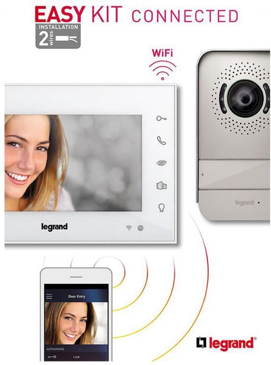 Legrand 7" Videofoon KIT 2 Draads - Video Deurbel met Camera & Wifi - Deur  Intercom... | bol.com