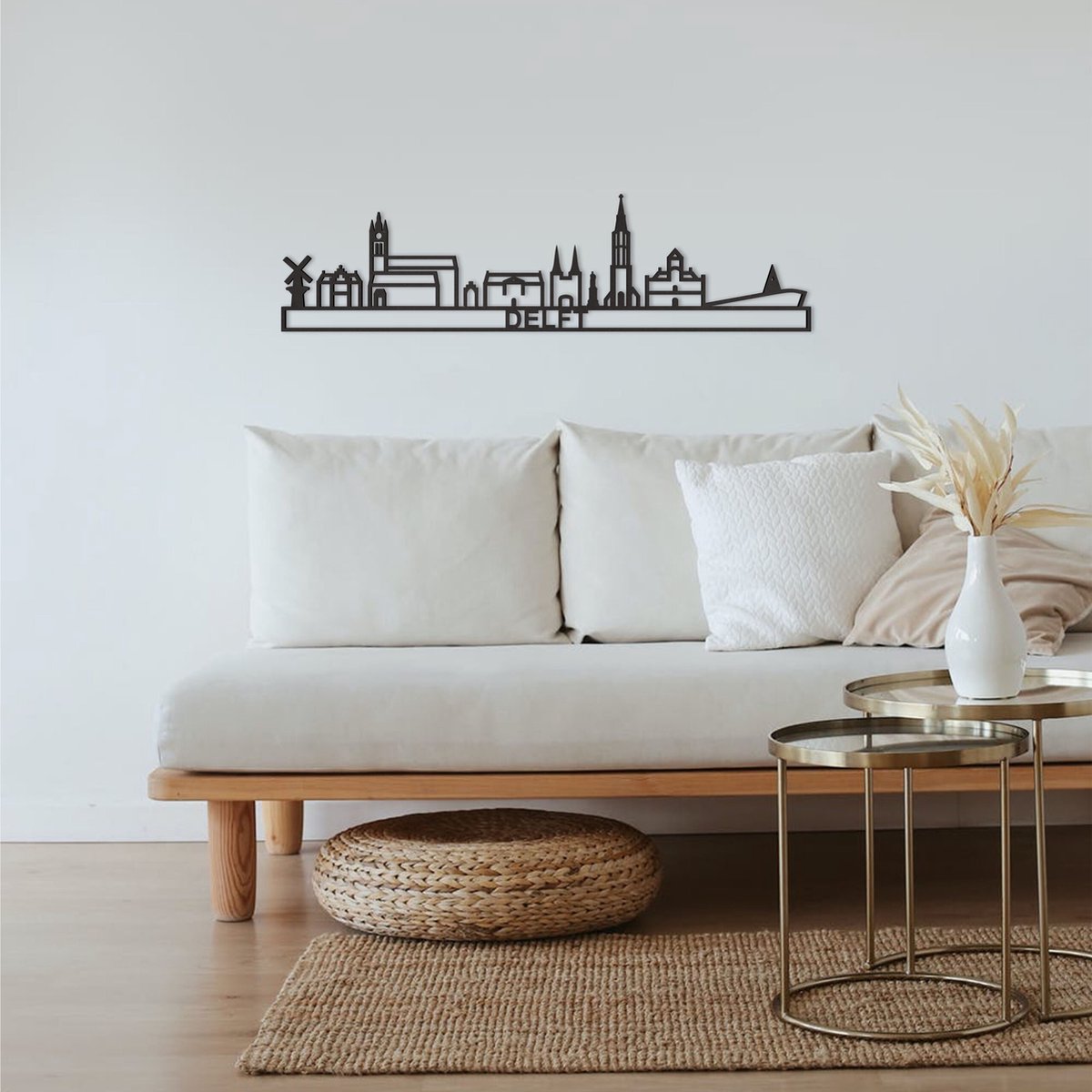 Skyline Delft Zwart Mdf 130 Cm Wanddecoratie Voor Aan De Muur Met Tekst City Shapes