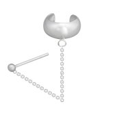 Zilveren oorbellen | Chain oorbellen | Zilveren ear cuff, gladde band met chain