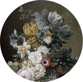 Behangcirkel Stilleven Met Bloemen | ⌀ 80 cm | Zelfklevend | Wanddecoratie | Ronde Muursticker | Muurcirkel Binnen