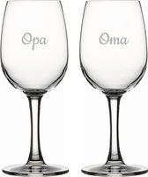 Gegraveerde witte wijnglas 26cl Opa & Oma