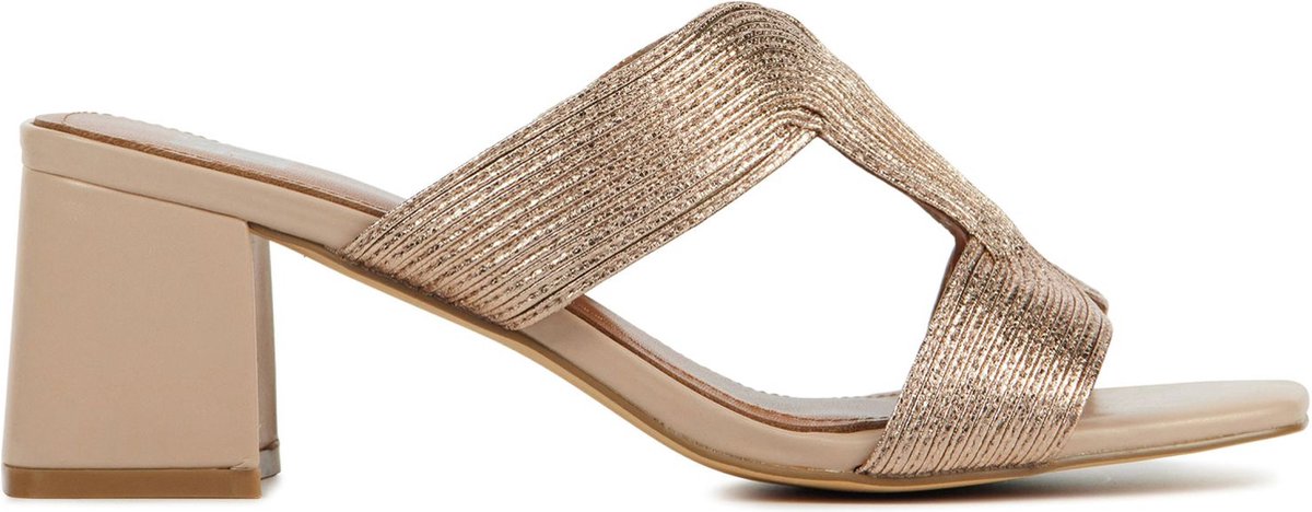 BiBi Lou Sandalen Dames / Damesschoenen - Leer   - Blokhak hoogte  5 cm - 841Z70HG - Rose goud - Maat 40