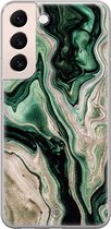 Samsung S22 hoesje siliconen - Groen marmer / Marble | Samsung Galaxy S22 case | groen | TPU backcover transparant