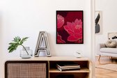 Poster Rood gouden lotus en bladeren botanisch - Midden / Planten / Bladeren / 30x21cm