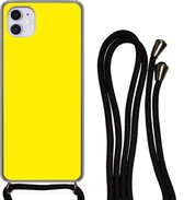 Hoesje met koord Geschikt voor iPhone 11 - Geel - Citroen - Neon - Kleuren - Siliconen - Crossbody - Backcover met Koord - Telefoonhoesje met koord - Hoesje met touw