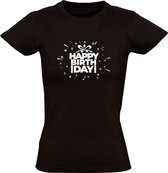 Happy Birthday | Dames T-shirt | Zwart | Fijne Verjaardag | Geboortedag | Feest | Cadeau | Geschenk