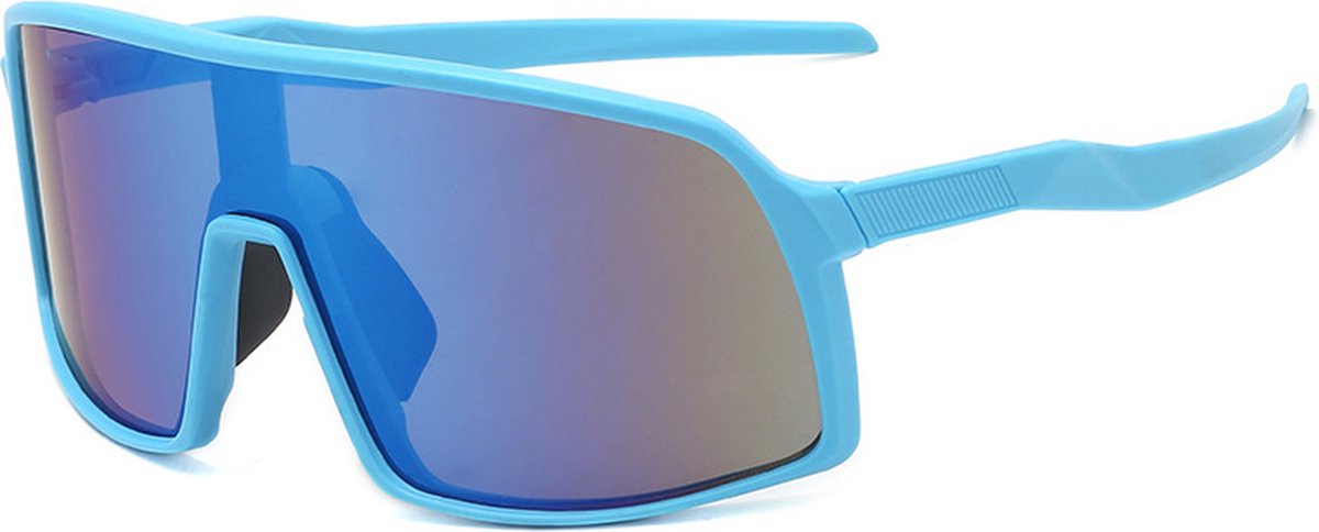 Garpex® Fietsbril - Sportbril - Polaroid Zonnebril - Zonnebril - Racefiets - Mountainbike - Motor - Lichtblauw Frame Blauwe Lens