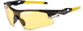 Garpex® Lunettes de cyclisme - Lunettes de sport - Unisexe - Vélo de route - VTT - Moto - Lunettes de Sport - Lunettes de soleil - Protection UV400 - Lentille miroir - Monture Zwart - lens jaune