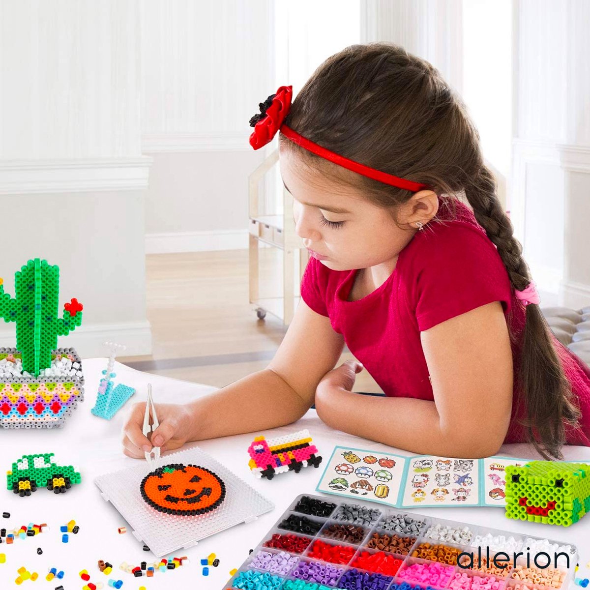 Allerion Strijkkralen Medium Set - 2000 Kraaltjes - Vele Accessoires - Voorbeeldenboekje — afbeelding 2
